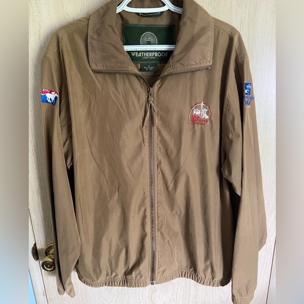 Vintage Rare Weatherproof Belmont Stakes Official Ntra Triple Crown Tan Jacket S